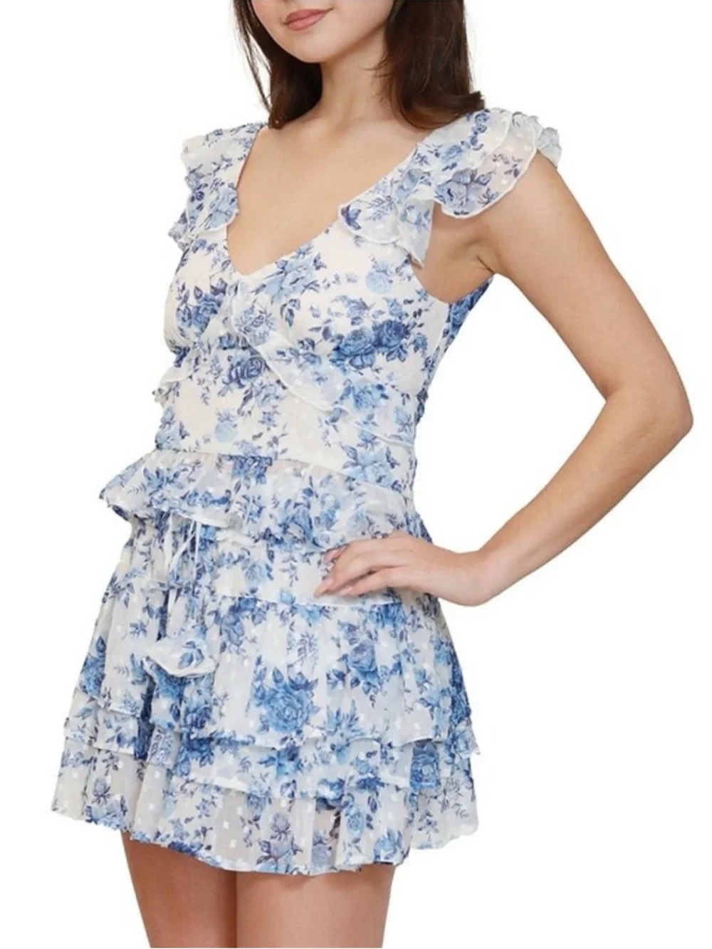 Dylan Ryan Blue Floral Ruffle Two-Piece Set - Picture 3 of 16